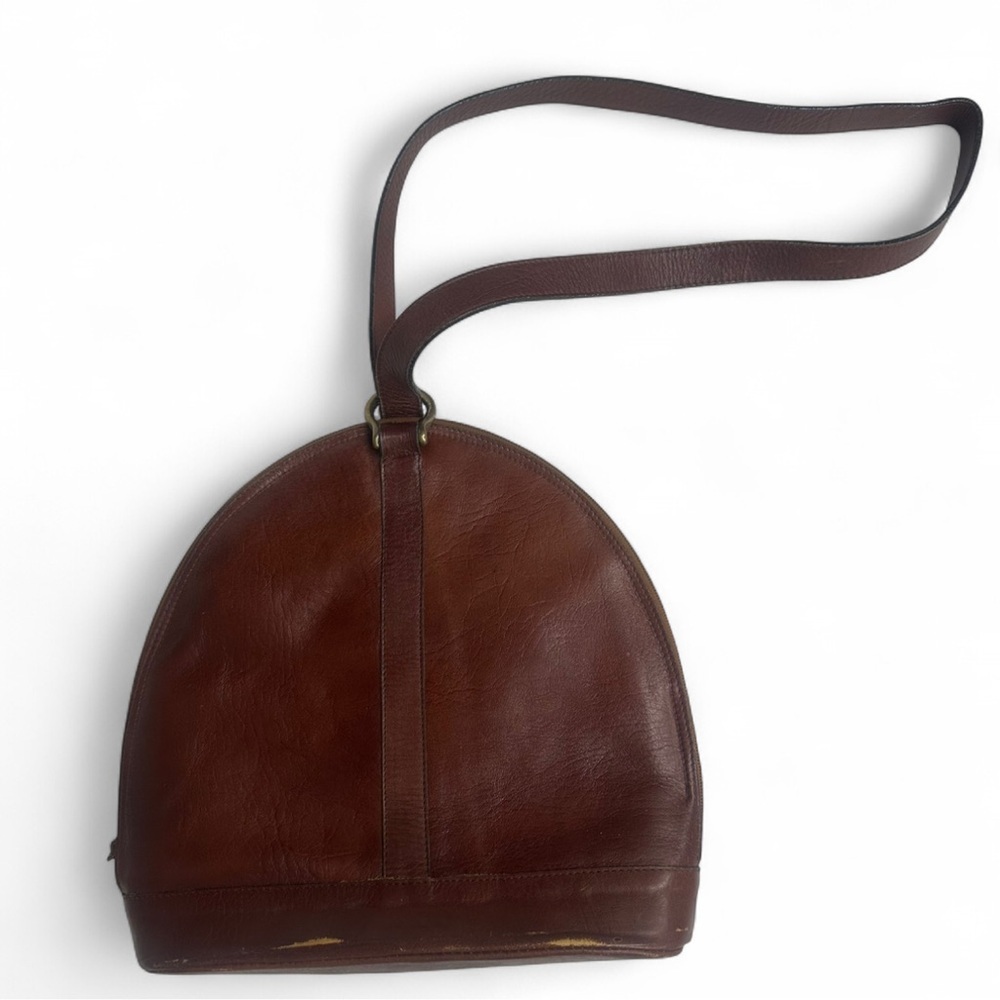 Genesis by Sabina70s/80s Reddish Brown Equestrian Domed Bag With Brass Ring​ - Picture 2 of 16
